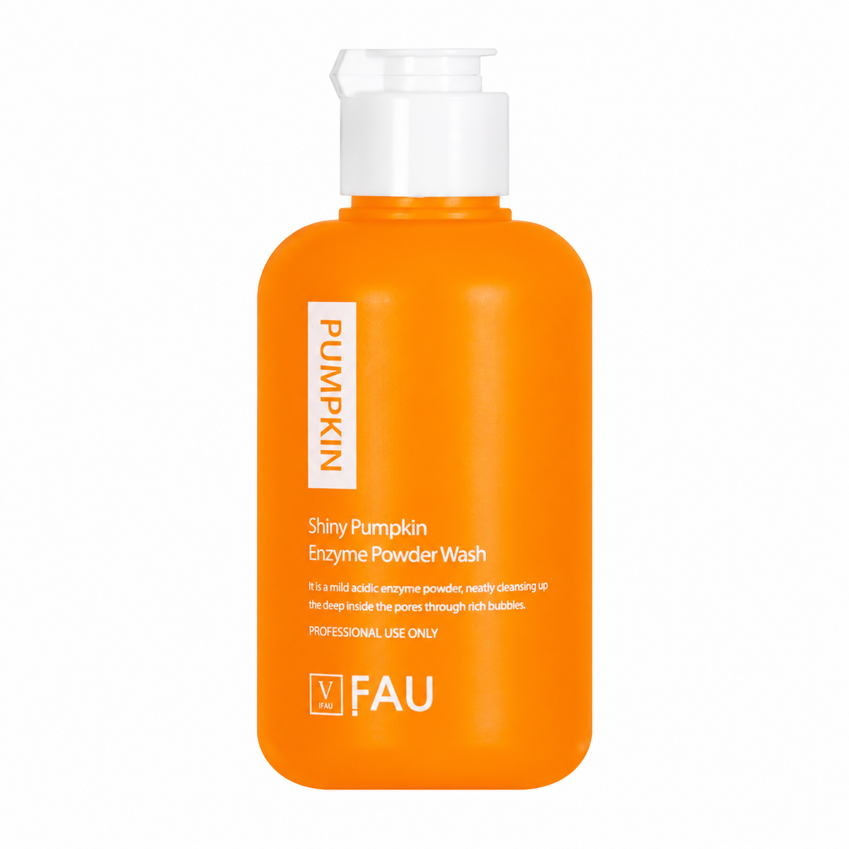 FAU Shiny Pumpkin Enzyme Powder Wash 60g orange bottle on a white background.