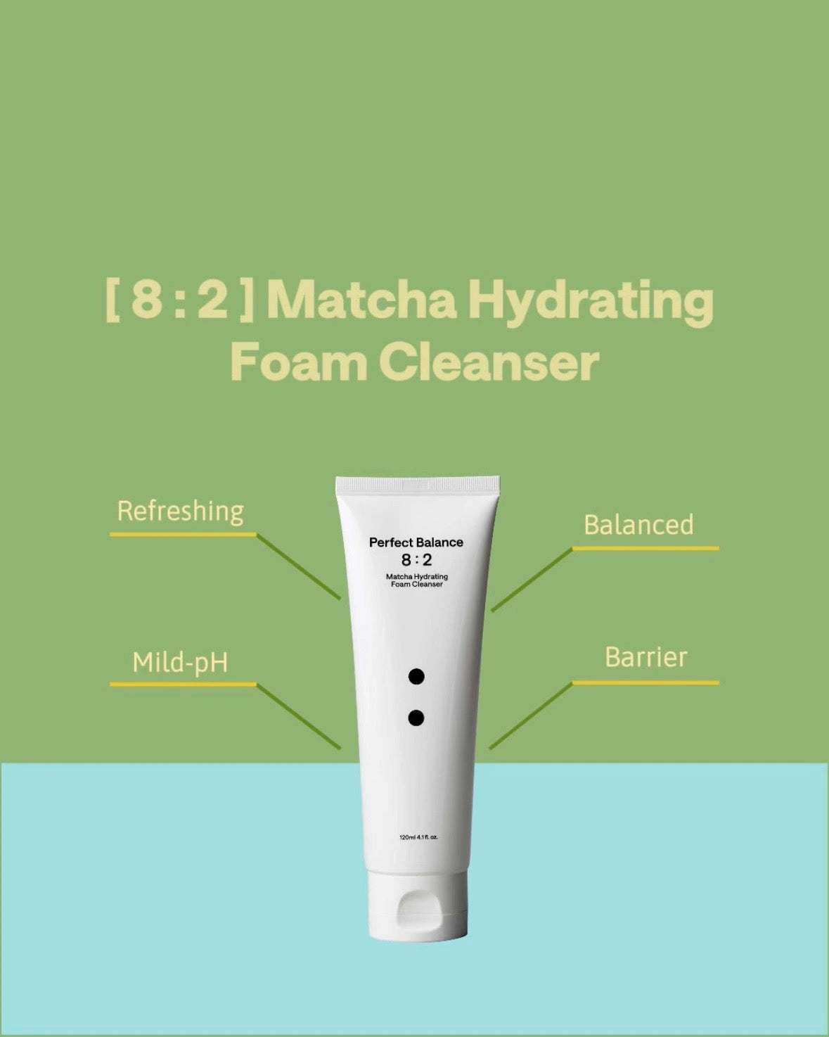 B:LAB Matcha Hydrating Foam Cleanser (120ml) – Gentle Low pH Cleanser