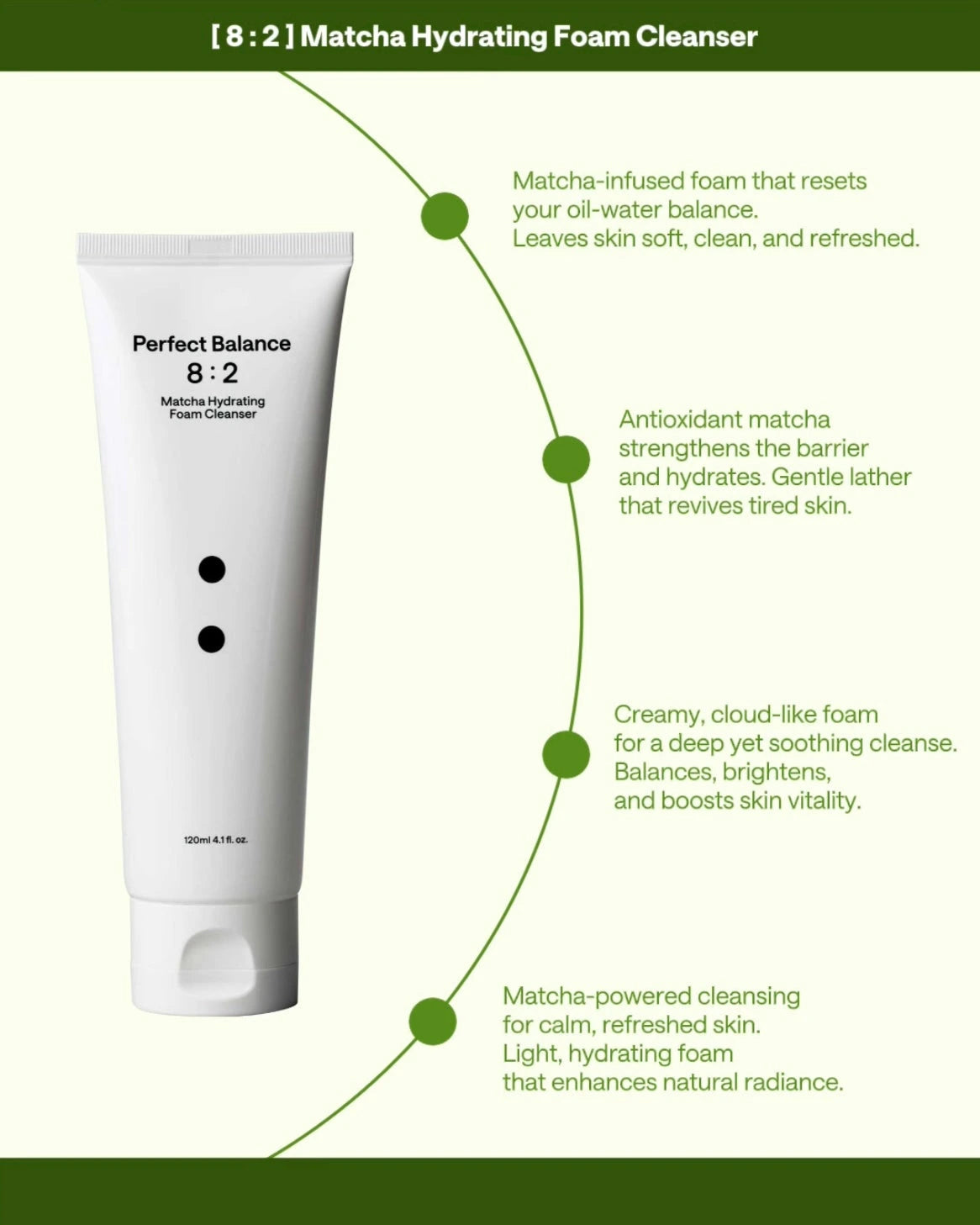 B:LAB Matcha Hydrating Foam Cleanser (120ml) – Gentle Low pH Cleanser